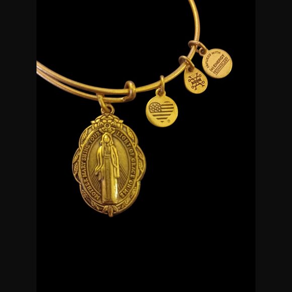 Alex And Ani Mother Mary Gold Tone Retired OSFM Bracelet - Picture 5 of 5